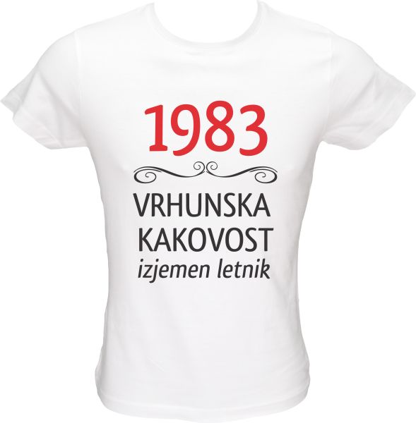 Majica ženska (telirana)-1983, vrhunska kakovost, izjemen letnik L-bela