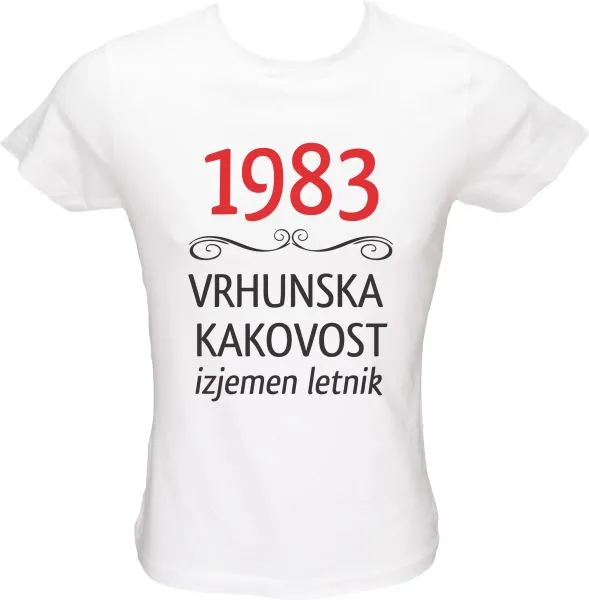 Majica ženska (telirana)-1983, vrhunska kakovost, izjemen letnik XL-bela