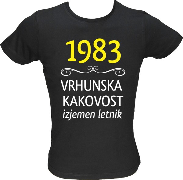 Majica ženska (telirana)-1983, vrhunska kakovost, izjemen letnik S-črna