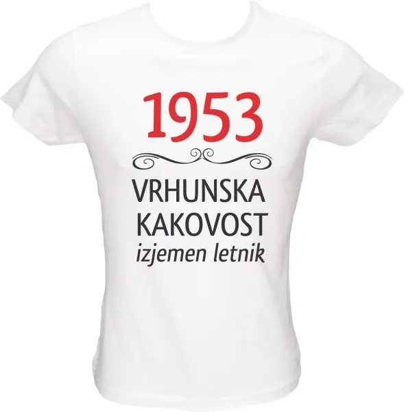 Majica ženska (telirana)-1953, vrhunska kakovost, izjemen letnik L-bela