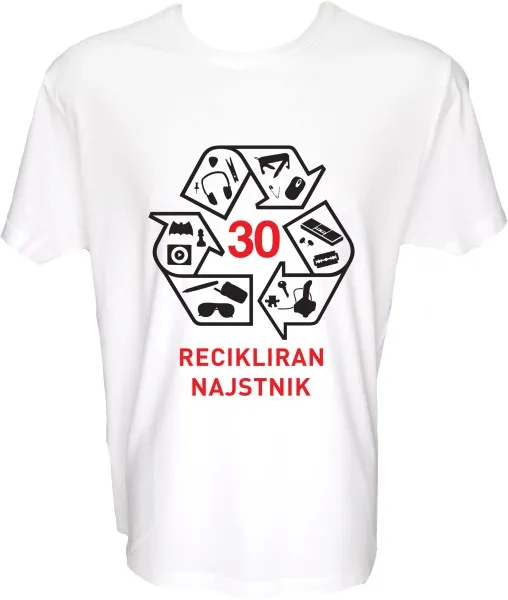 Majica-Recikliran najstnik 30 let XXL-bela