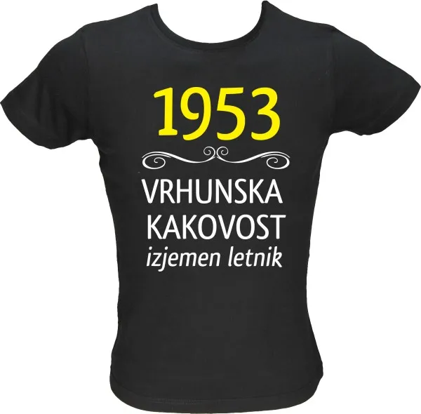 Majica ženska (telirana)-1953, vrhunska kakovost, izjemen letnik S-črna