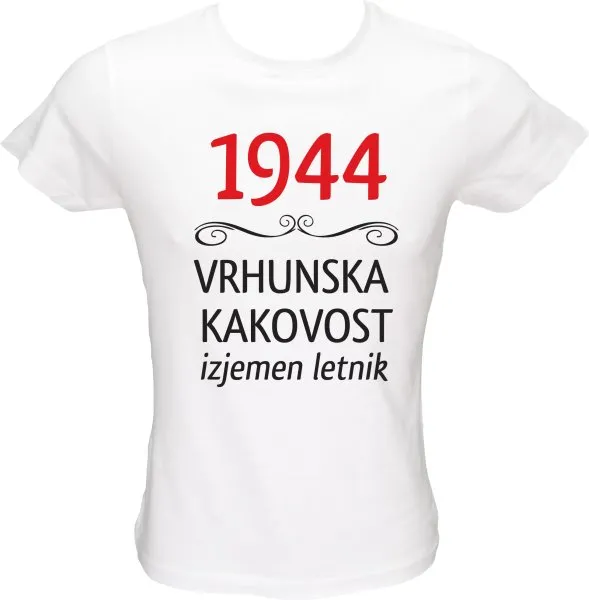 Majica ženska (telirana)-1944, vrhunska kakovost, izjemen letnik S-bela