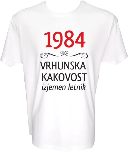 Majica-1984, vrhunska kakovost, izjemen letnik XXL-bela
