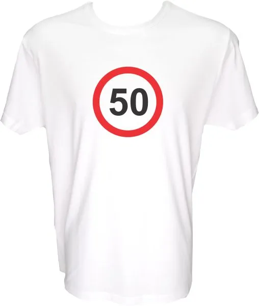 Majica-Prometni znak 50 Let export, M-bela