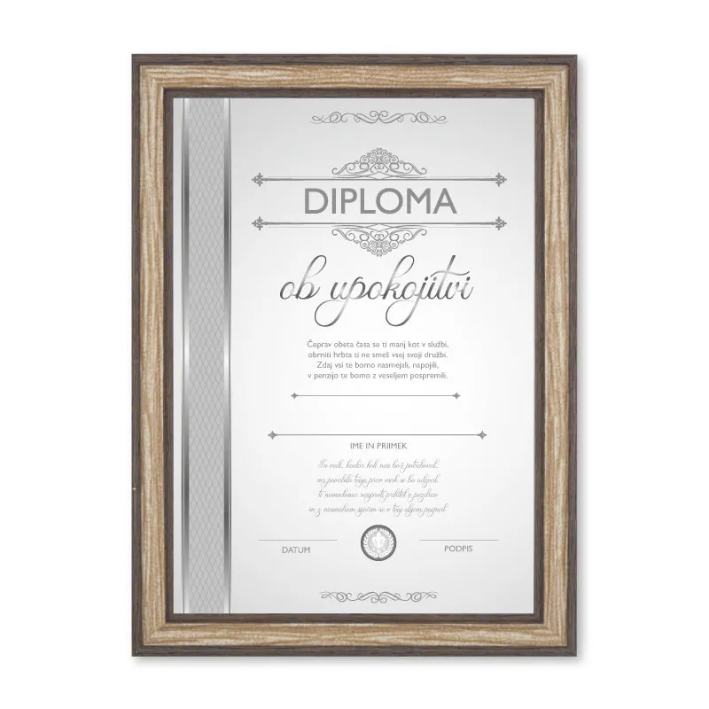 Diploma za UPOKOJENCA, 21x29.7x1.5cm