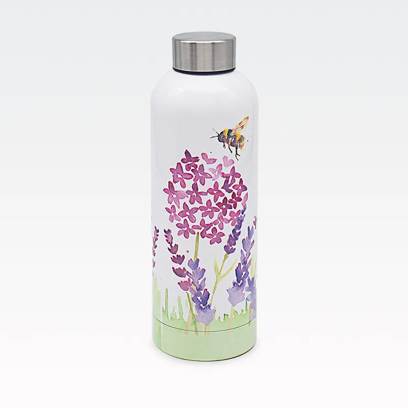 Bidon, motiv sivke in čebel, nerjaveče jeklo, 22cm