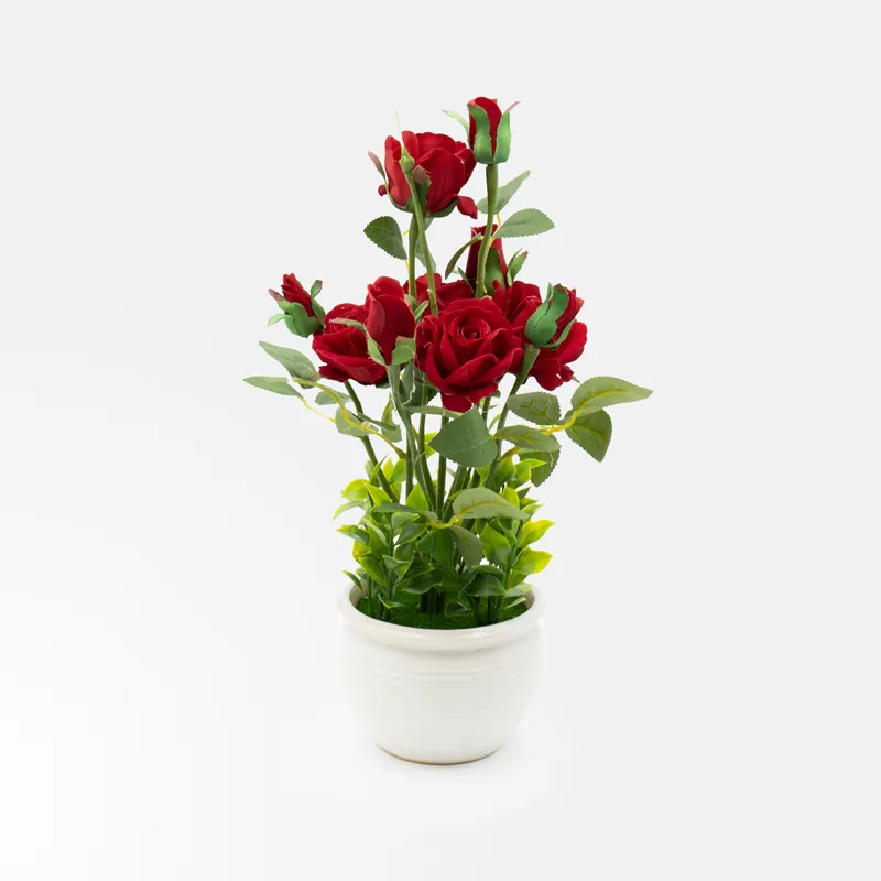Umetno cvetje v lončku, vrtnice, blago/PVC/keramika, 36cm