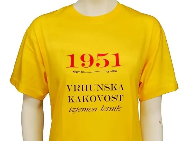 Majica-1951, vrhunska kakovost XL-rumena
