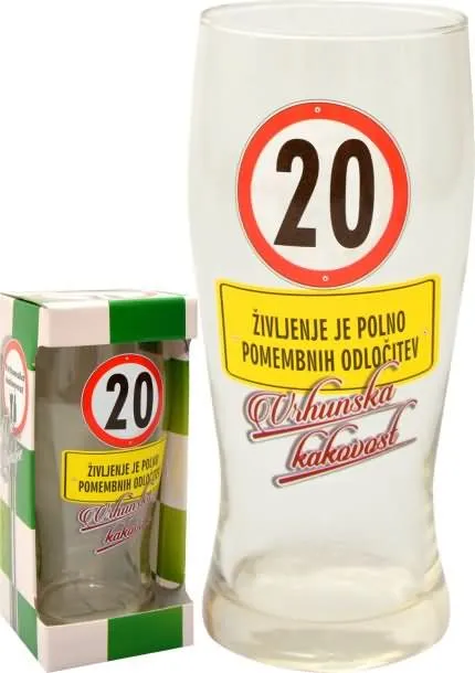 Kozarec za pivo 0,5l 20 let Življenje je polno