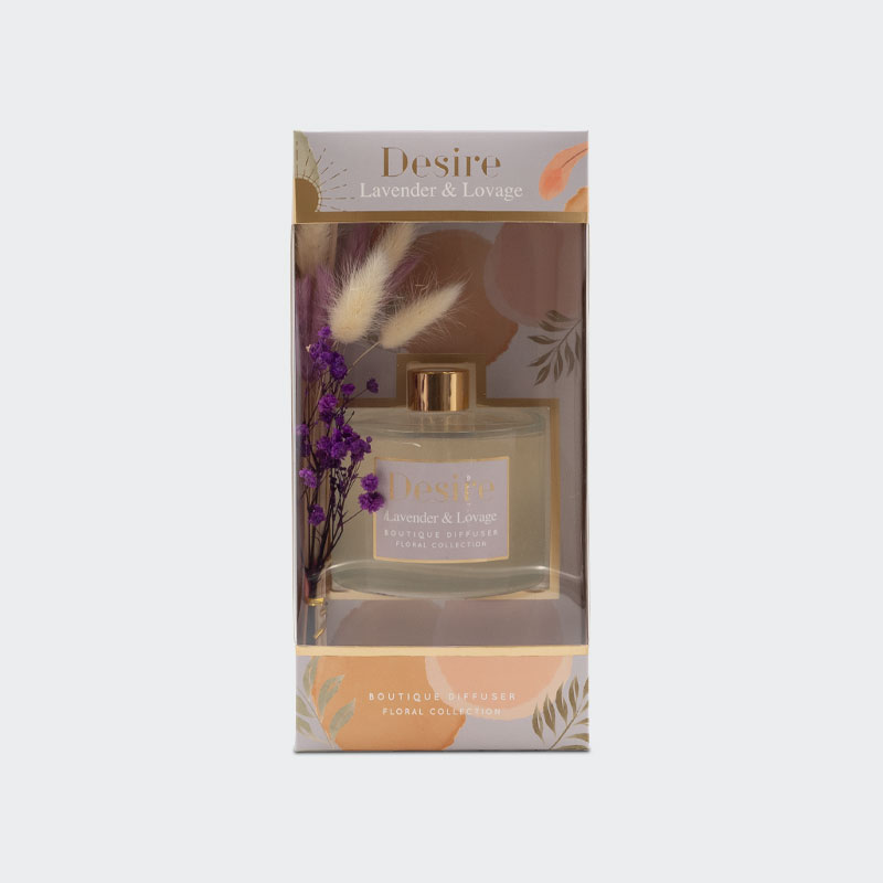 Osvežilec zraka s palčkami in suhim cvetjem, Lavender & Lovage, bela/lila, 100ml