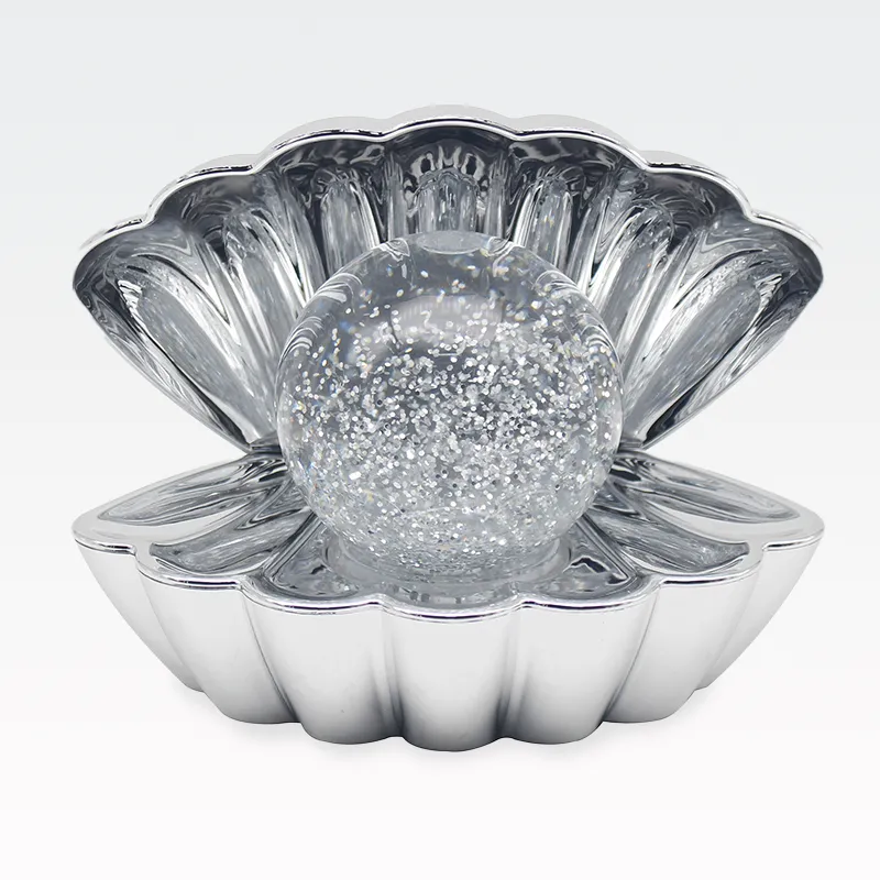 Svetilka v obliki školjke, srebrna, PVC, 12.5x13cm, z USB