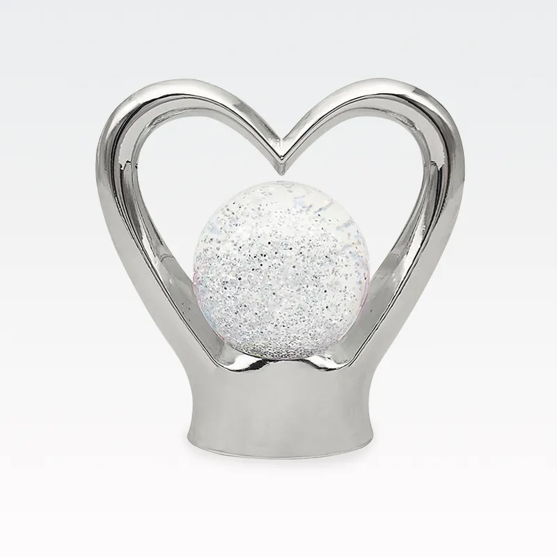 Svetilka v obliki srca, srebrna, PVC, 18x17.5cm, z USB