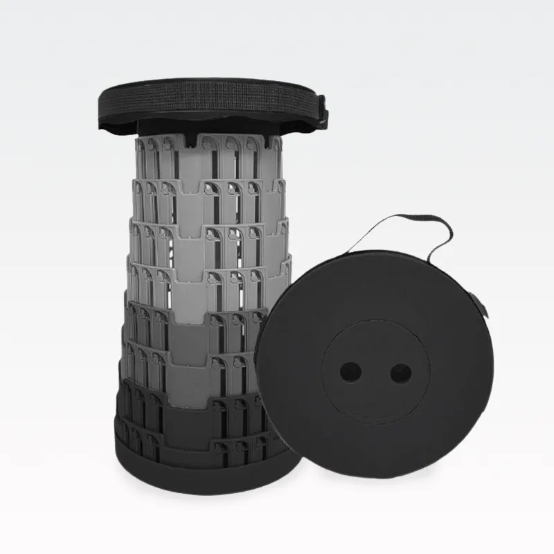 Stolček teleskopski, črno/siv, PVC, do 45cm, 200kg max.