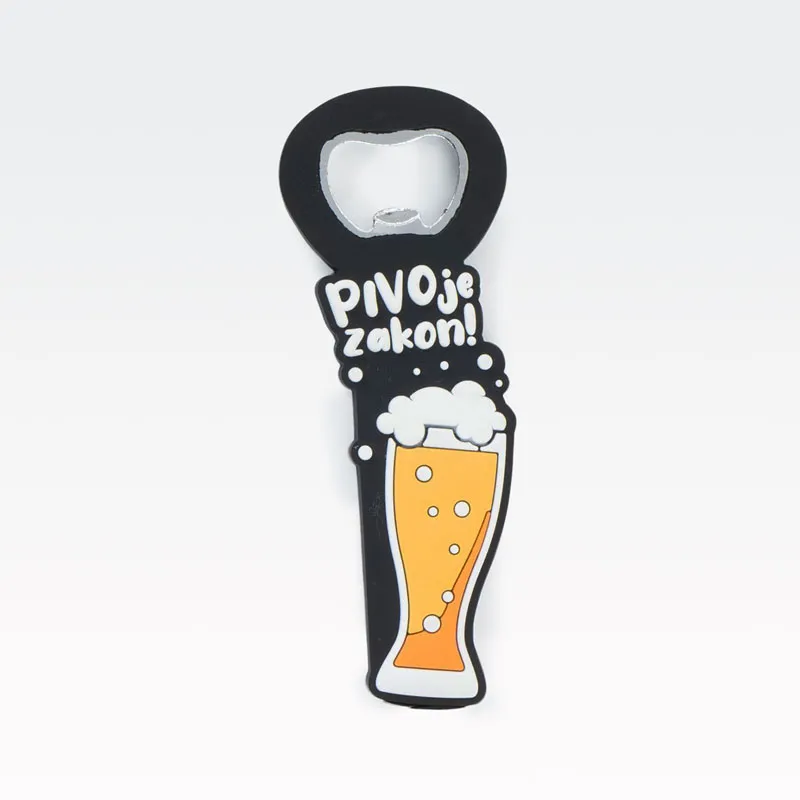 Odpirač, Pivo je zakon, pivski kozarec, črn, guma, 12.2x4,5cm