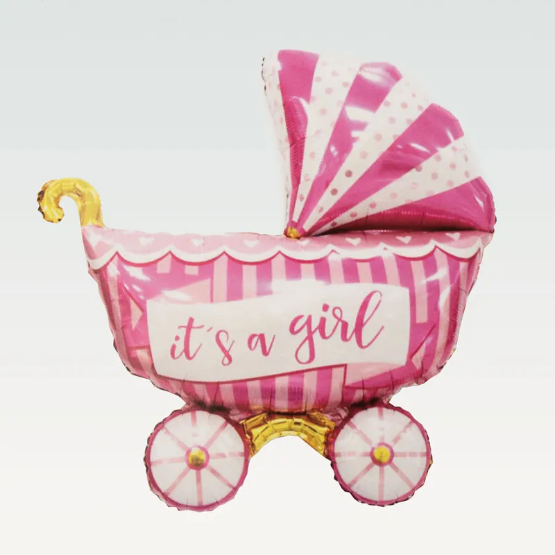 Balon napihljiv, za helij, otroški voziček, It's a girl, roza, 96cm