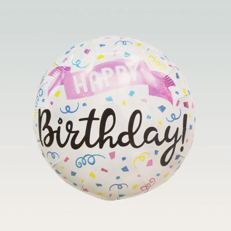 Balon napihljiv, za helij, okrogel, Happy Birthday, 45cm