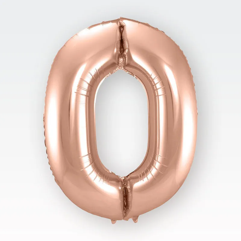 Balon napihljiv, "0", rosegold, 40cm + palčka za napihnit