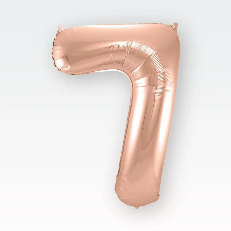 Balon napihljiv, "7", rosegold, 40cm + palčka za napihnit