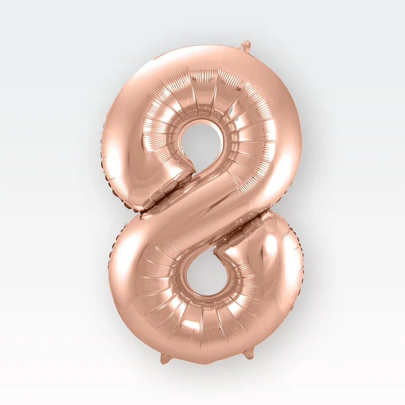 Balon napihljiv, "8", rosegold, 40cm + palčka za napihnit