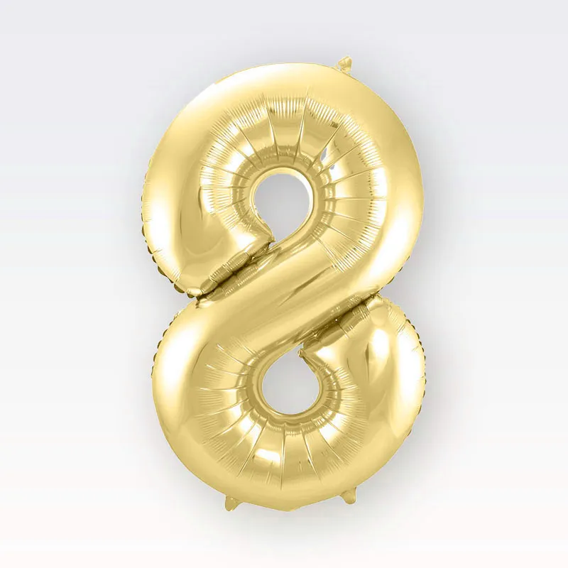 Balon napihljiv, za helij, zlati, številka 8, 80cm