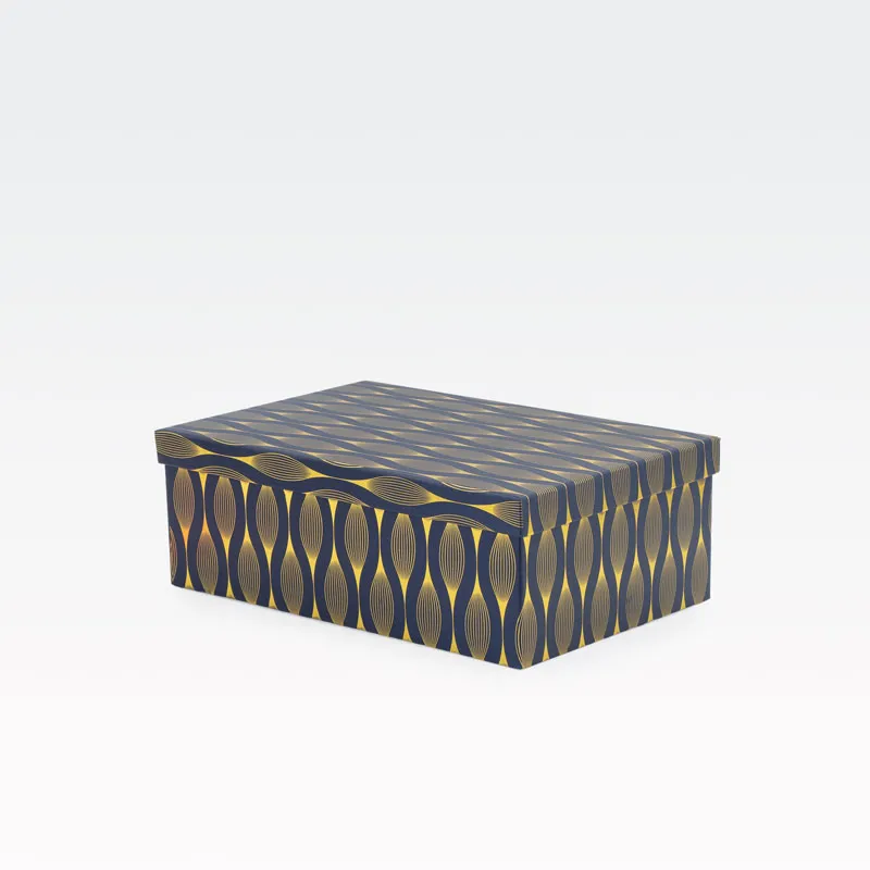 Darilna škatla, modro zlata, 19x13x7.5cm
