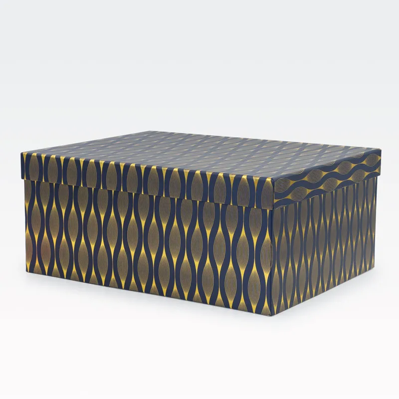 Darilna škatla, modro zlata, 37.5x29x16cm
