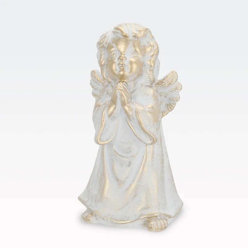 Angel stoječ, belo-zlat, keramika, 21cm