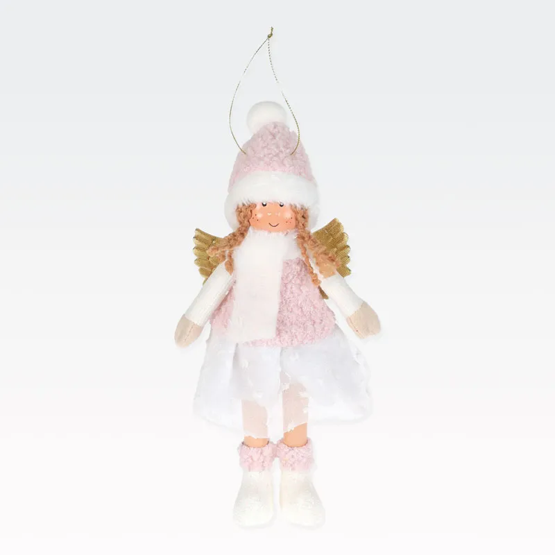 Angel viseč, punčka skrili in zimsko kapo, PVC/blago, 20cm