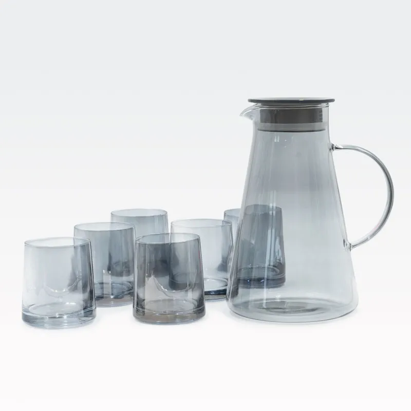 Set kozarcev in vrč, steklen, 7/1, 6x260ml + 1800ml