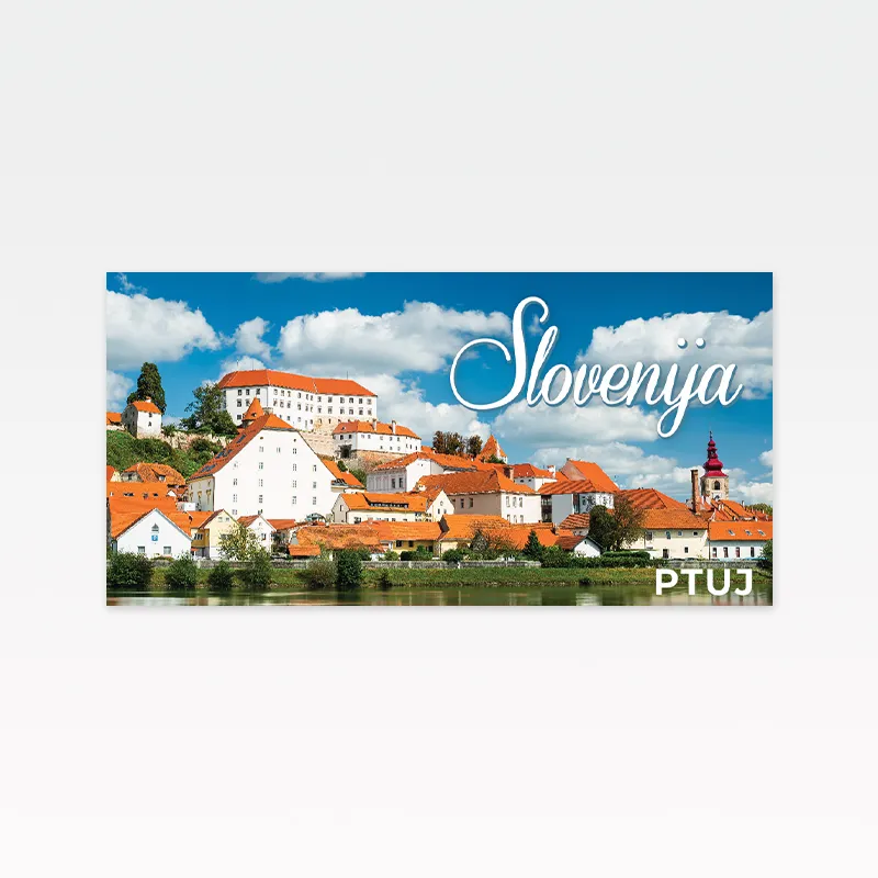 Magnet izbočen, 9x4.5 cm, aluminij, SLO Ptuj, grad