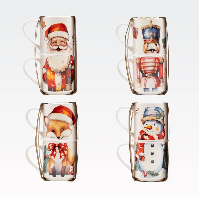 Set 2 skodelic, božični motiv, porcelan, 265ml