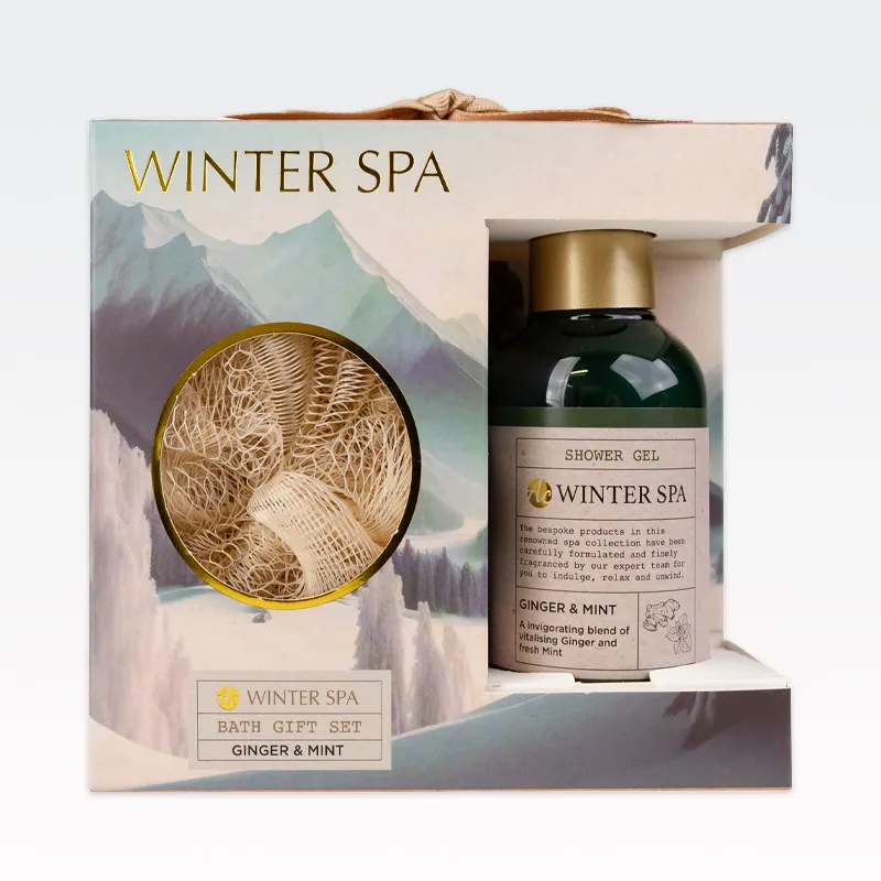 Kopalni set WINTER SPA, (150ml gel za tuširanje,  20g gobica za telo), z vonjem Ginger & Mint, v darilni škatli