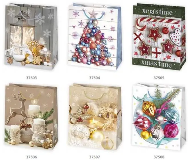 Vrečka darilna božična 19x23x10.5cm, sortirano
