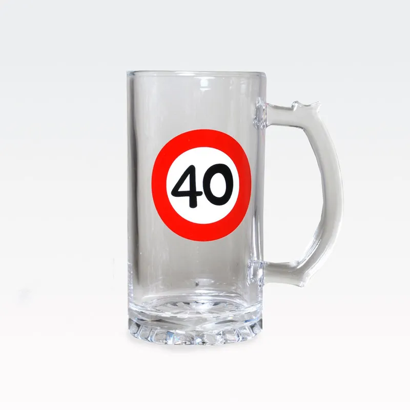 Vrč za pivo prometni znak 40, 500ml, 15x8cm