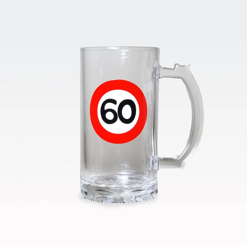 Vrč za pivo prometni znak 60, 500ml, 15x8cm