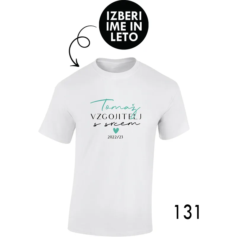 Moška personalizirana majica – Vzgojitelj x s srcem