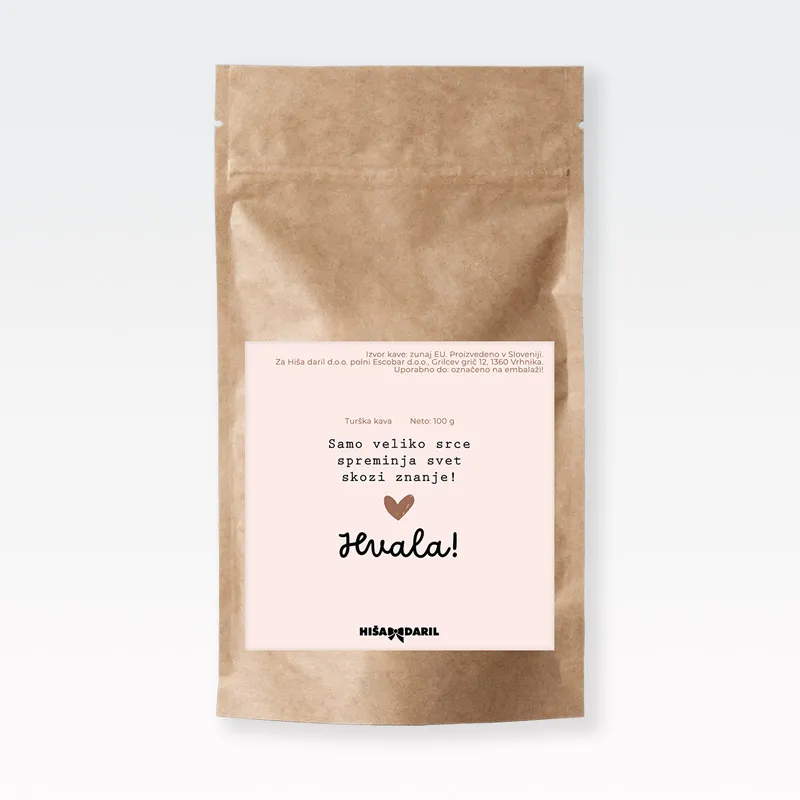Kava mleta, Hvala, Samo veliko srce spreminja svet..., 100g, 100% arabica