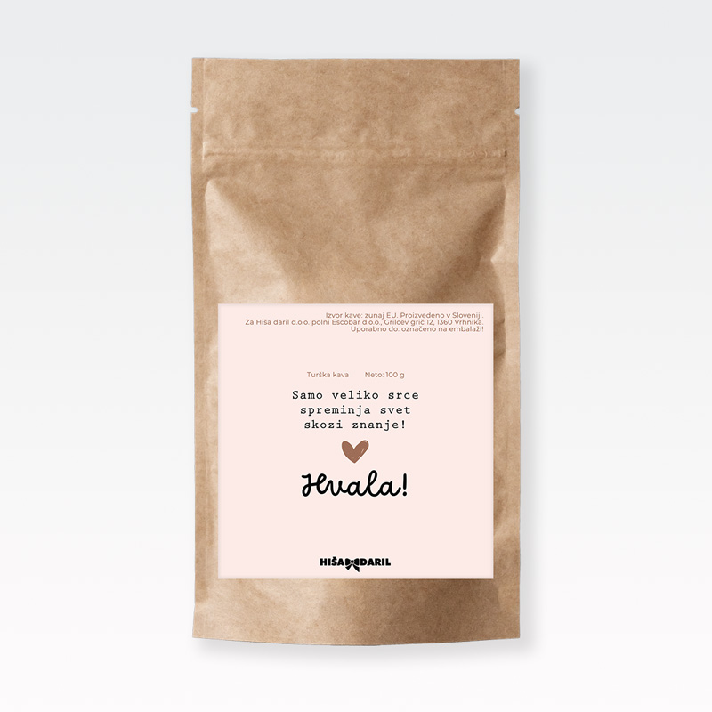 Kava mleta, Hvala, Samo veliko srce spreminja svet..., 100g, 100% arabica