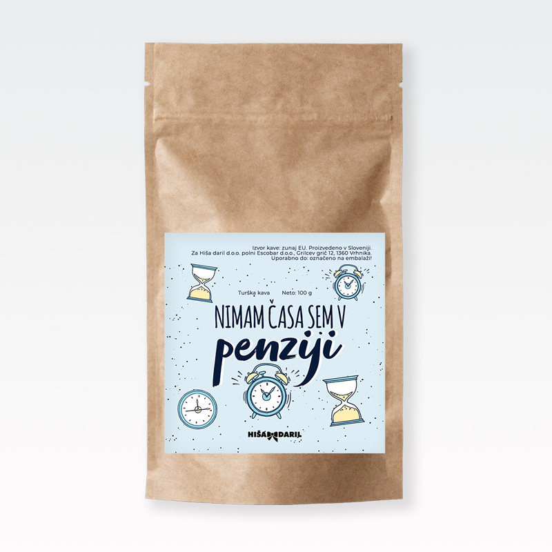 Kava mleta, Nimam časa, sem v penziji, modra, 100g, 100% arabica