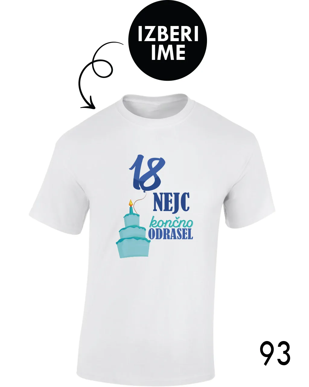 Moška personalizirana majica – 18 x končno odrasel