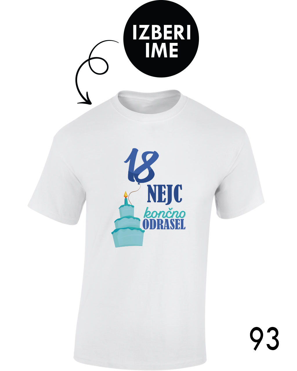Moška personalizirana majica – 18 x končno odrasel