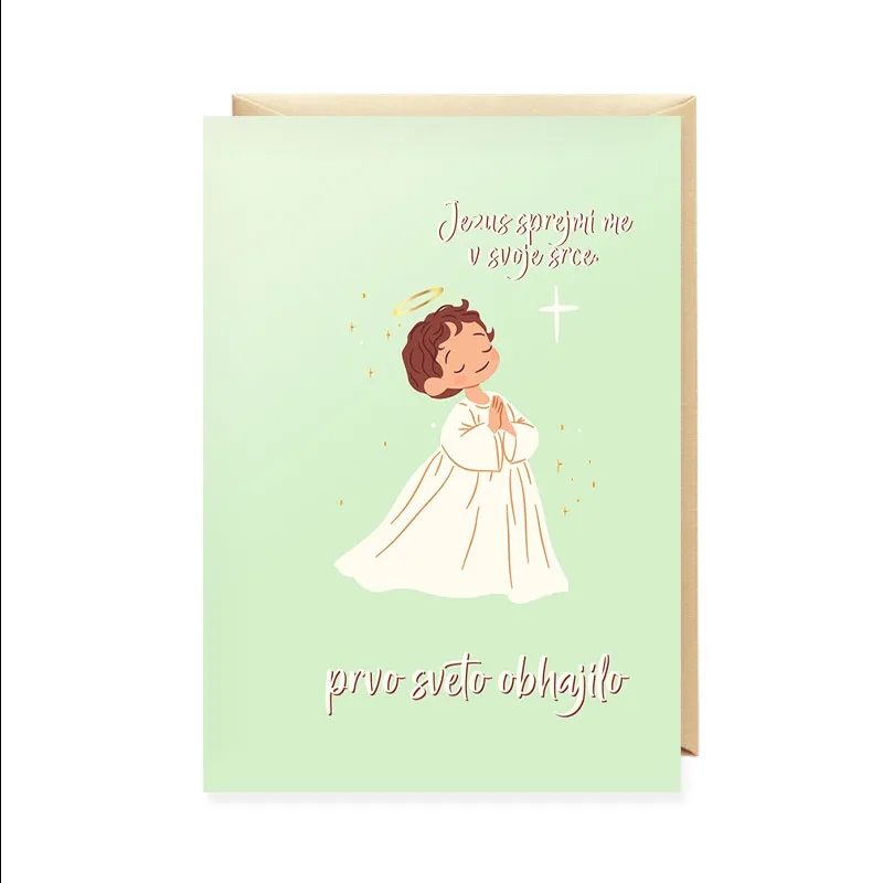 Voščilnica, obhajilo, Jezus sprejmi me v svoje srce, fantek