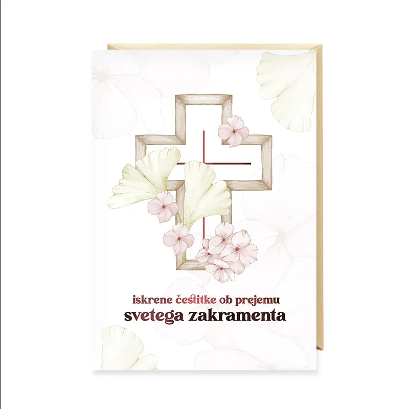Voščilnica, zakrament, Iskrene čestitke ob prejemu svetga zakramenta, roza