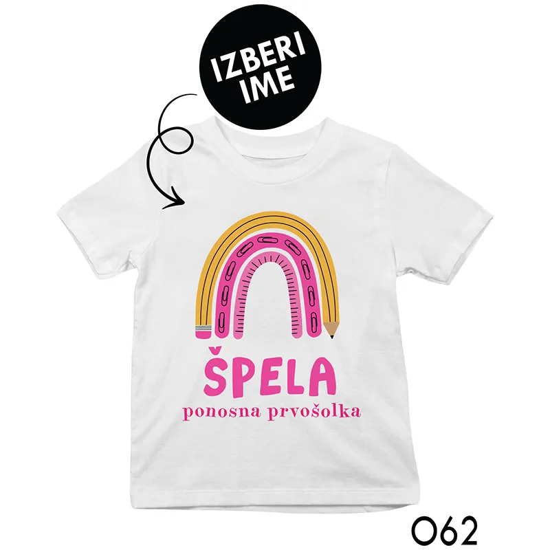 Personalizirana otroška majica X ponosna prvošolka