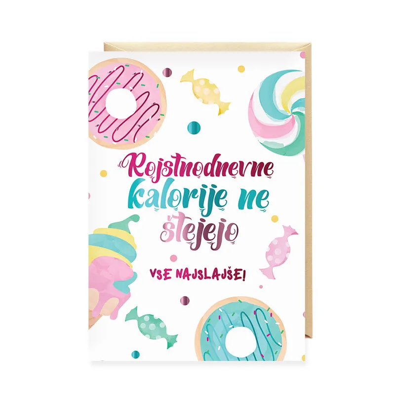 Voščilnica, rojstni dan, Rojstnodnevne kalorije ne štejejo, sladkarije, bela