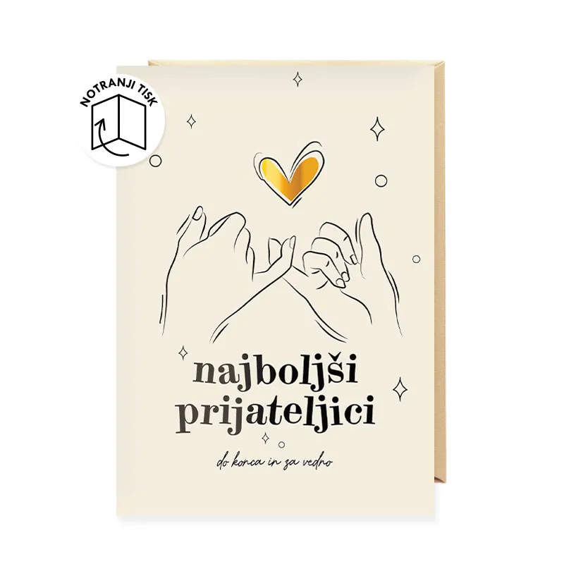 Voščilnica, ženska, splošna, Najboljši prijateljici do konca…, marelična