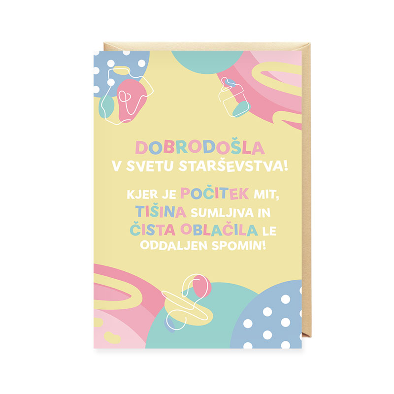 Voščilnica šaljiva, rojstvo, Dobrodošla v svetu starševstva