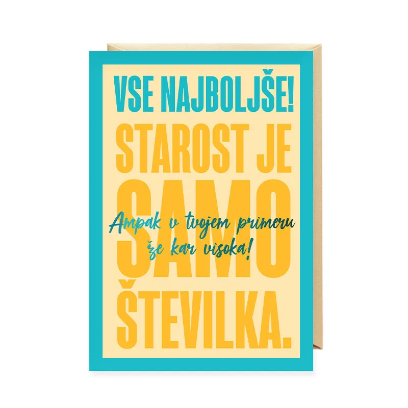 Voščilnica šaljiva, rojstni dan, uni, Vse najboljše, starost je samo številka