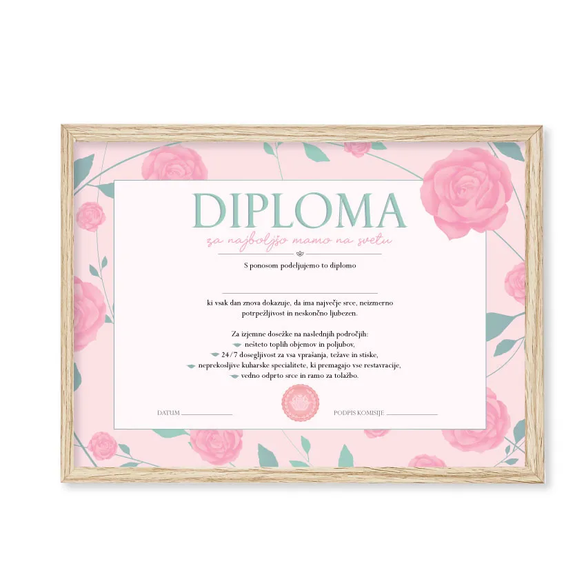 Diploma za NAJBOLJŠO MAMO NA SVETU, 23x33.5cm